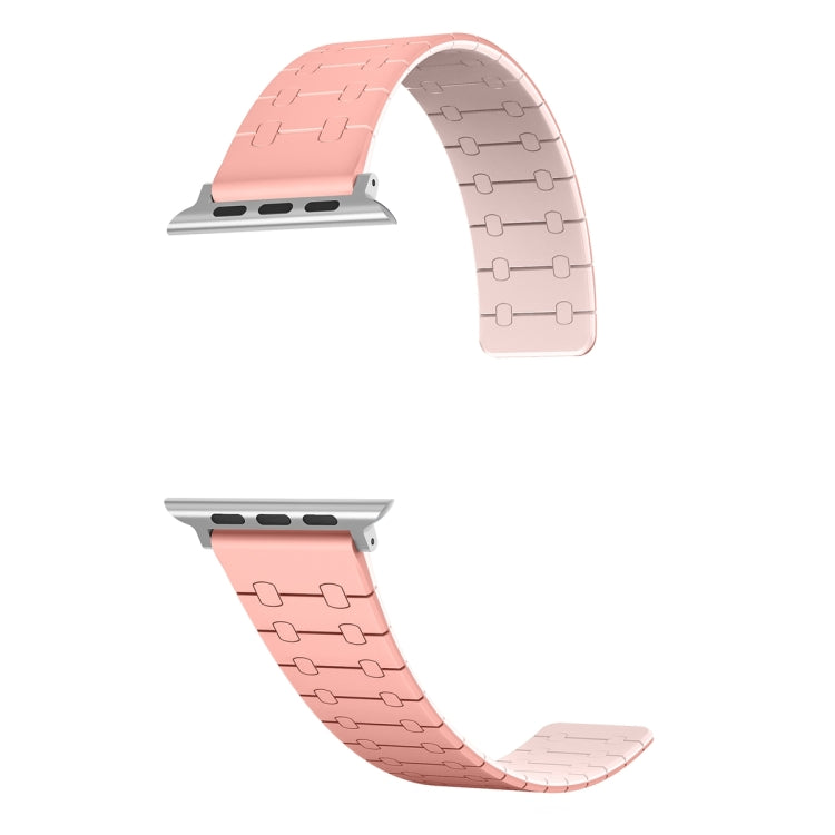 For Apple Watch SE 44mm Two Color Loop Magnetic Silicone Watch Band(Peach+Light Pink) - Watch Bands by PMC TechLife | Online Shopping South Africa | PMC TechLife