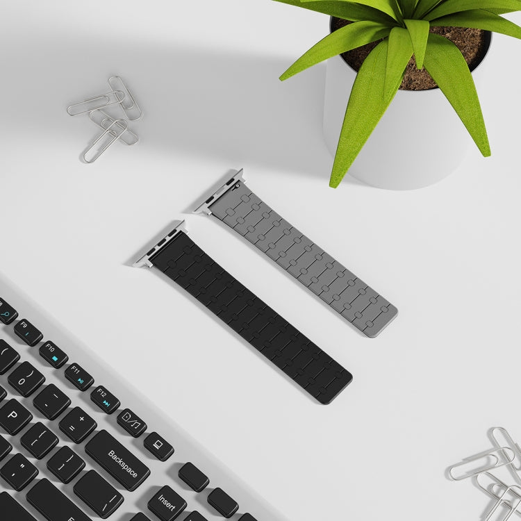 For Apple Watch Series 5 40mm Two Color Loop Magnetic Silicone Watch Band(Black+Grey) - Watch Bands by PMC TechLife | Online Shopping South Africa | PMC TechLife