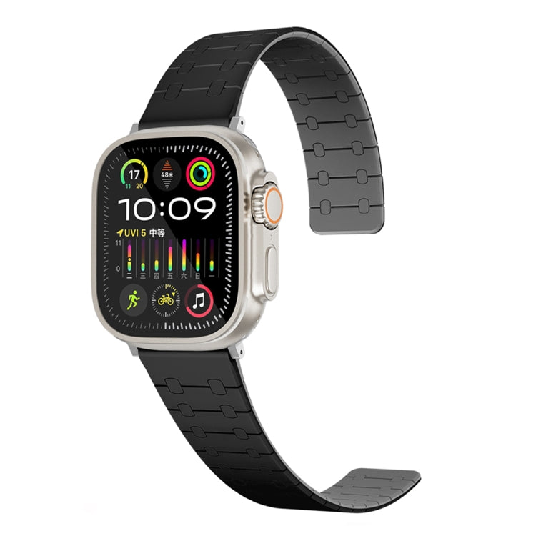 For Apple Watch Series 3 42mm Two Color Loop Magnetic Silicone Watch Band(Black+Grey) - Watch Bands by PMC Jewellery | Online Shopping South Africa | PMC Jewellery