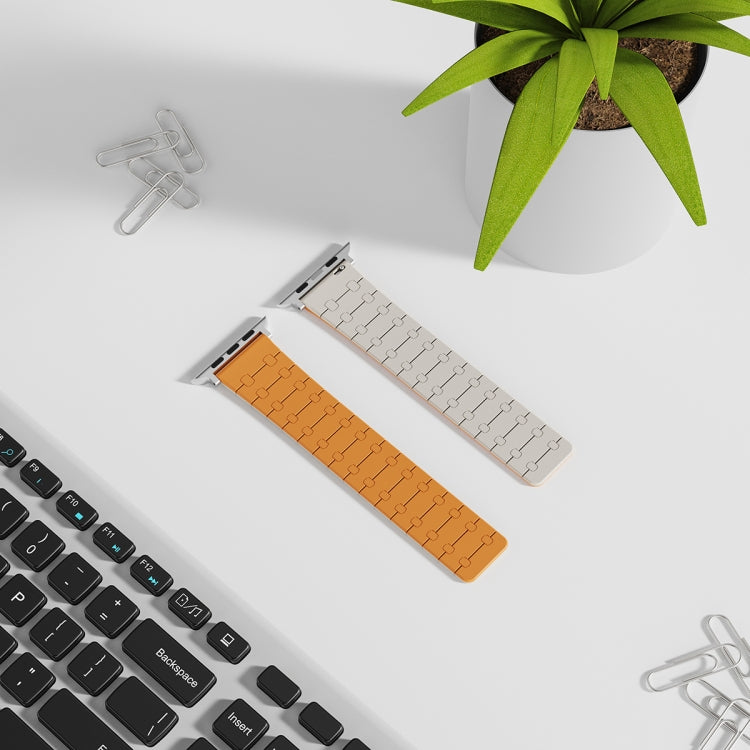 For Apple Watch Series 2 42mm Two Color Loop Magnetic Silicone Watch Band(Orange+Starlight) - Watch Bands by PMC TechLife | Online Shopping South Africa | PMC TechLife