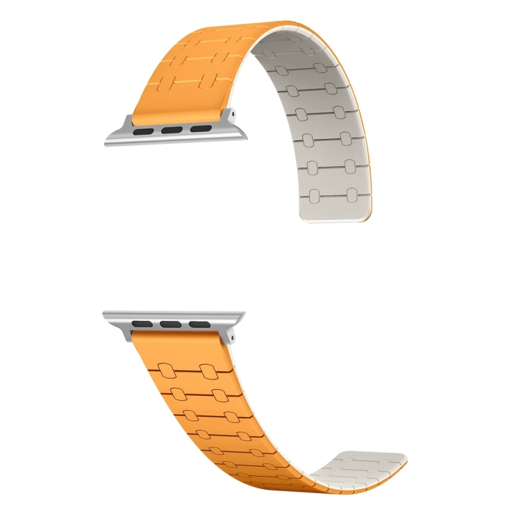For Apple Watch Series 2 38mm Two Color Loop Magnetic Silicone Watch Band(Orange+Starlight) - Watch Bands by PMC TechLife | Online Shopping South Africa | PMC TechLife