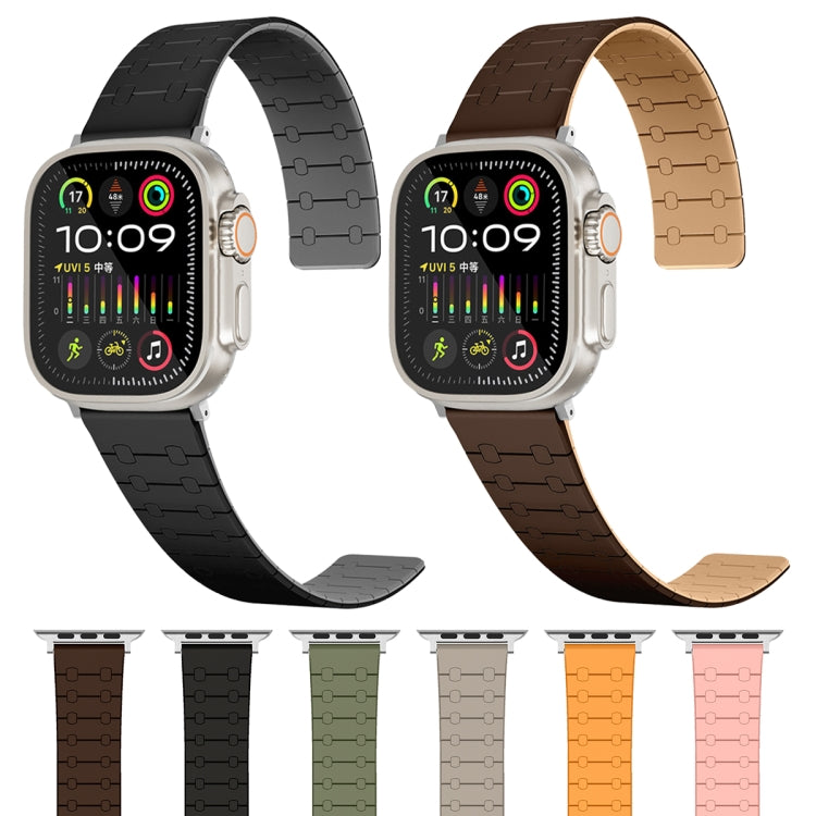 For Apple Watch Series 7 45mm Two Color Loop Magnetic Silicone Watch Band(Black+Grey) - free shipping - PMC TechLife - Order now!