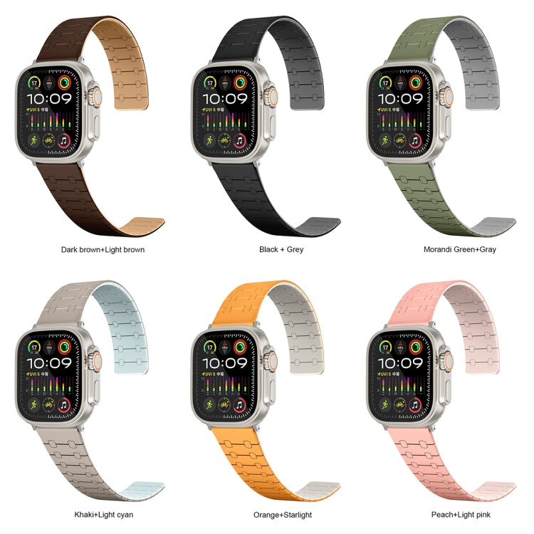 For Apple Watch Ultra 2 49mm Two Color Loop Magnetic Silicone Watch Band(Orange+Starlight) - Watch Bands by PMC Jewellery | Online Shopping South Africa | PMC Jewellery