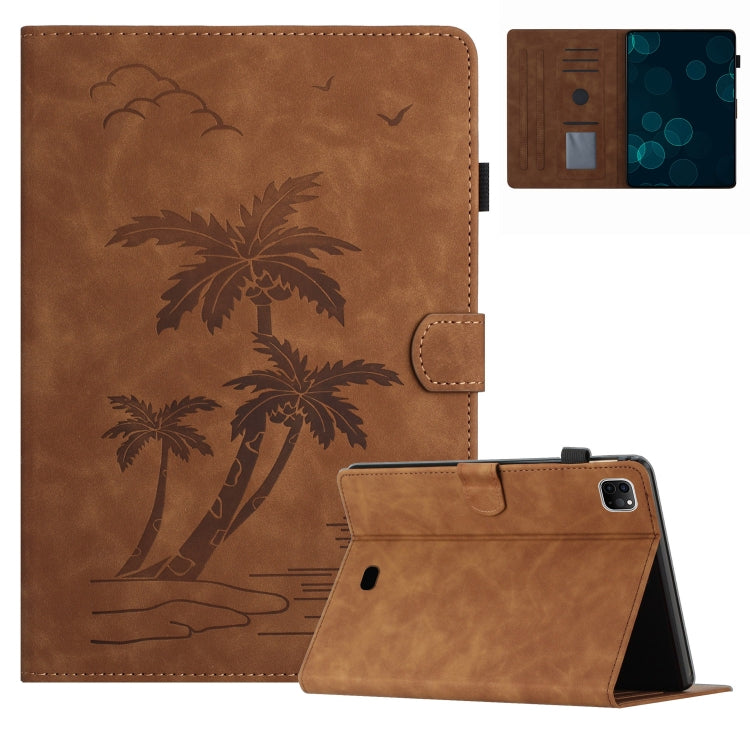 For iPad Pro 11 2024 Coconut Tree Embossed Smart Leather Tablet Case(Brown) - iPad Pro 11 2024 Cases by PMC Jewellery | Online Shopping South Africa | PMC Jewellery | Buy Now Pay Later Mobicred