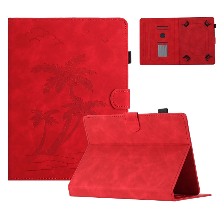For 10 inch Universal Coconut Tree Embossed Leather Tablet Case(Red) - 10 - 11 inch by PMC TechLife | Online Shopping South Africa | PMC TechLife | Buy Now Pay Later Mobicred