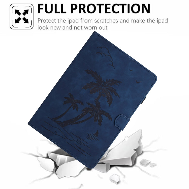 For 10 inch Universal Coconut Tree Embossed Leather Tablet Case(Blue) - 10 - 11 inch by PMC TechLife | Online Shopping South Africa | PMC TechLife | Buy Now Pay Later Mobicred