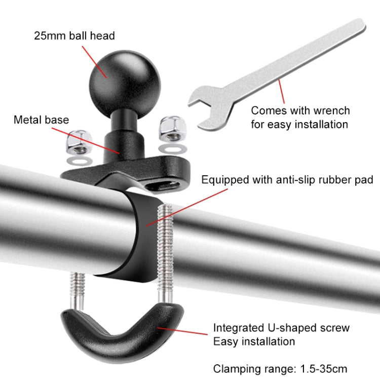 3 in 1 U-Type Mount Selfie Stick Motorcycle Clamps Handlebar Fixed Mount - Holder by PMC TechLife | Online Shopping South Africa | PMC TechLife | Buy Now Pay Later Mobicred