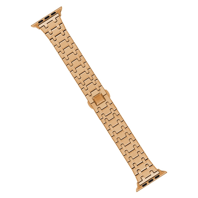 For Apple Watch Series 2 42mm Double T Stainless Steel Watch Band(Rose Gold) - Watch Bands by PMC Jewellery | Online Shopping South Africa | PMC Jewellery