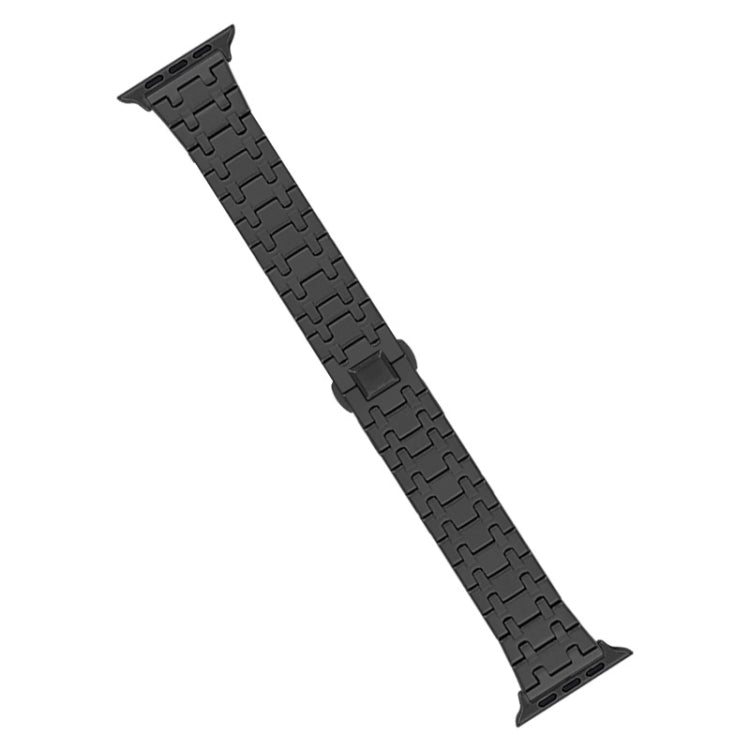 For Apple Watch 38mm Double T Stainless Steel Watch Band(Black) - Watch Bands by PMC TechLife | Online Shopping South Africa | PMC TechLife