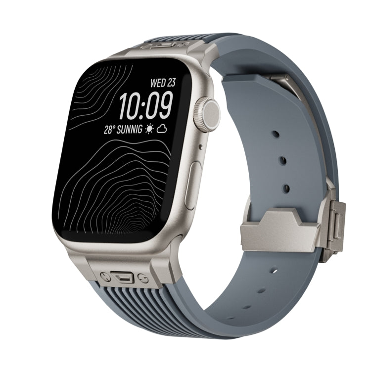For Apple Watch Series 9 45mm Vertical Texture Titanium Buckle Elastic Silicone Watch Band(Grey) - free shipping - PMC TechLife - Order now!