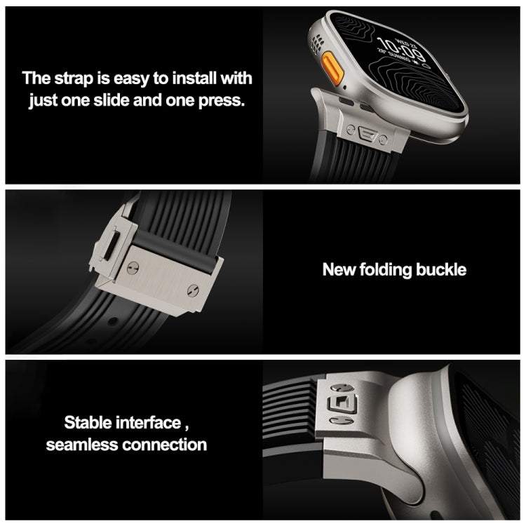 For Apple Watch Series 8 45mm Vertical Texture Titanium Buckle Elastic Silicone Watch Band(Black) - free shipping - PMC TechLife - Order now!