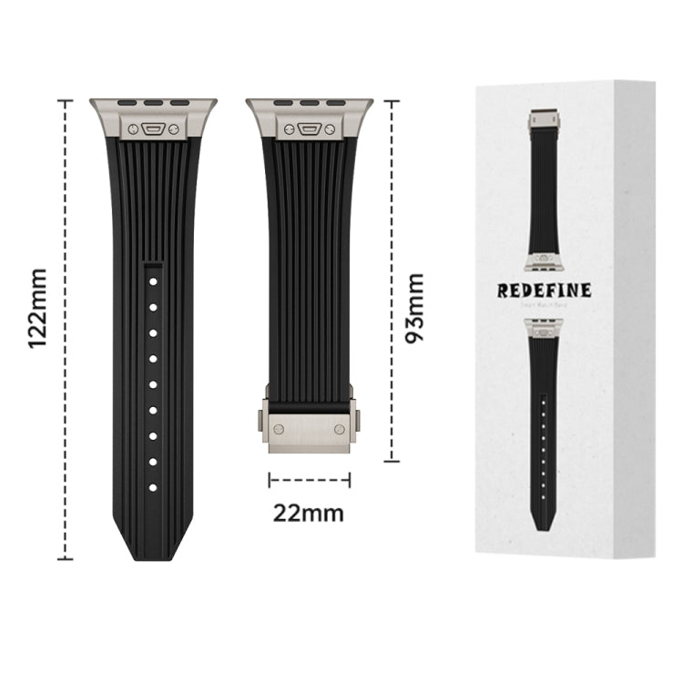 For Apple Watch 42mm Vertical Texture Titanium Buckle Elastic Silicone Watch Band(Orange) - Watch Bands by PMC TechLife | Online Shopping South Africa | PMC TechLife | Buy Now Pay Later Mobicred