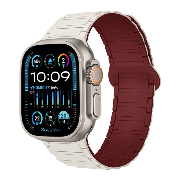 For Apple Watch Ultra 2 49mm I-Shaped Magnetic Silicone Watch Band(Starlight Wine Red) - Watch Bands by PMC Jewellery | Online Shopping South Africa | PMC Jewellery