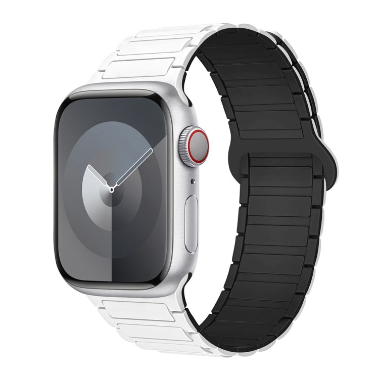 For Apple Watch Series 9 41mm I-Shaped Magnetic Silicone Watch Band(White Black) - Watch Bands by PMC TechLife | Online Shopping South Africa | PMC TechLife
