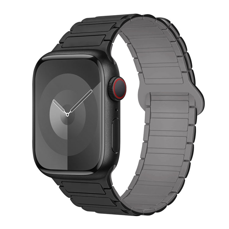 For Apple Watch Series 8 45mm I-Shaped Magnetic Silicone Watch Band(Black Gray) - Watch Bands by PMC Jewellery | Online Shopping South Africa | PMC Jewellery