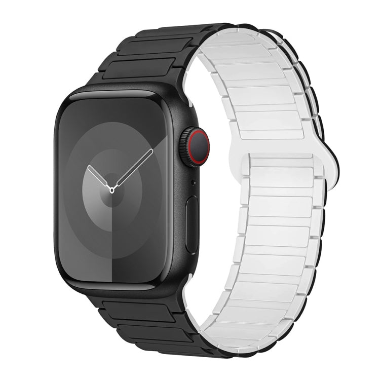 For Apple Watch Series 2 38mm I-Shaped Magnetic Silicone Watch Band(Black White) - Watch Bands by PMC TechLife | Online Shopping South Africa | PMC TechLife