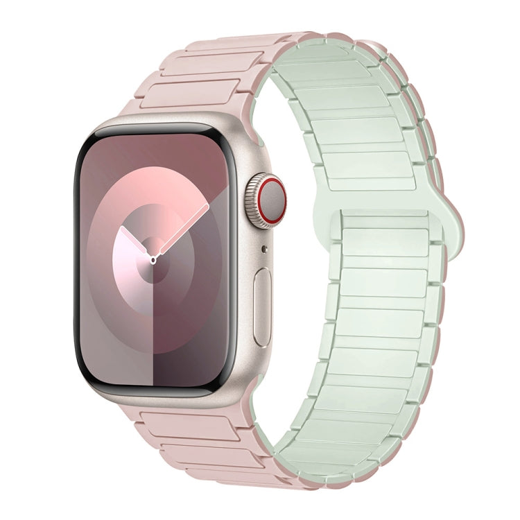 For Apple Watch 42mm I-Shaped Magnetic Silicone Watch Band(Pink Mint) - Watch Bands by PMC TechLife | Online Shopping South Africa | PMC TechLife