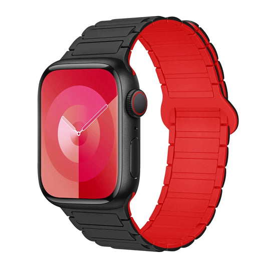 For Apple Watch 42mm I-Shaped Magnetic Silicone Watch Band(Black Red) - Watch Bands by PMC Jewellery | Online Shopping South Africa | PMC Jewellery