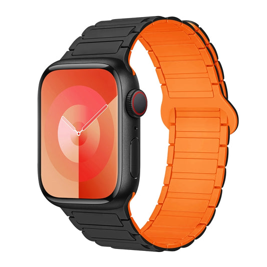 For Apple Watch 42mm I-Shaped Magnetic Silicone Watch Band(Black Orange) - Watch Bands by PMC Jewellery | Online Shopping South Africa | PMC Jewellery