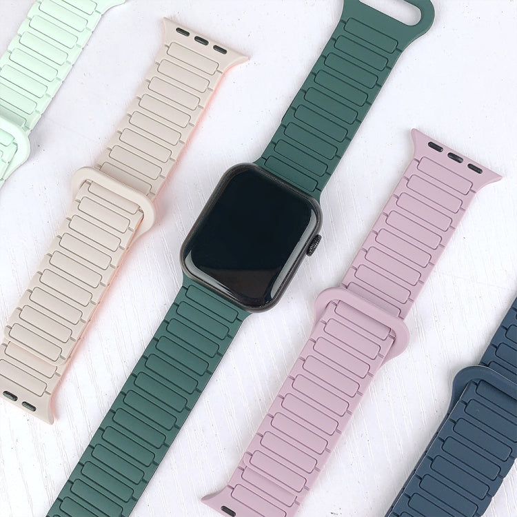 For Apple Watch SE 40mm I-Shaped Magnetic Silicone Watch Band(Pink Mint) - Watch Bands by PMC Jewellery | Online Shopping South Africa | PMC Jewellery