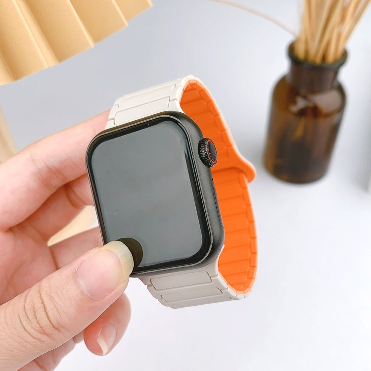 For Apple Watch 42mm I-Shaped Magnetic Silicone Watch Band(Black White) - Watch Bands by PMC TechLife | Online Shopping South Africa | PMC TechLife