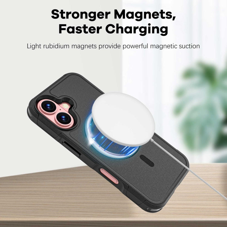 For iPhone 16 RedPepper Armor Magsafe PC Hybrid TPU Phone Case(Black) - free shipping - PMC TechLife - Order now!