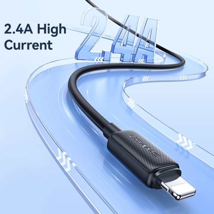 USAMS US-SJ689 USB to 8 Pin 2.4A Striped Fast Charge Data Cable, Length:1m(Blue) - Normal Style Cable by USAMS | Online Shopping South Africa | PMC Jewellery | Buy Now Pay Later Mobicred