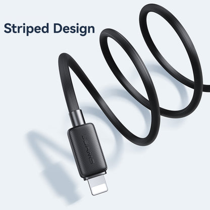 USAMS US-SJ699 USB to 8 Pin 2.4A Striped Fast Charge Data Cable, Length:3m(Black) - Normal Style Cable by USAMS | Online Shopping South Africa | PMC Jewellery | Buy Now Pay Later Mobicred