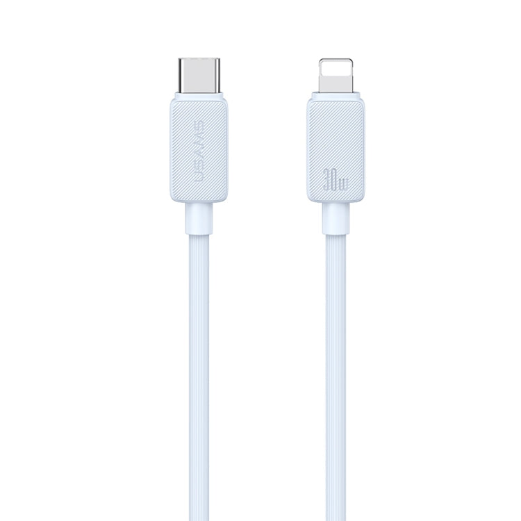 USAMS US-SJ692 USB-C / Type-C to 8 Pin 30W Striped Fast Charge Data Cable, Length:1m(Blue) - 2 in 1 Cable by USAMS | Online Shopping South Africa | PMC Jewellery | Buy Now Pay Later Mobicred