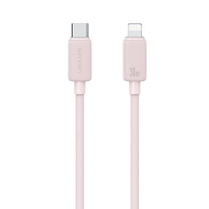 USAMS US-SJ692 USB-C / Type-C to 8 Pin 30W Striped Fast Charge Data Cable, Length:1m(Pink) - 2 in 1 Cable by USAMS | Online Shopping South Africa | PMC Jewellery | Buy Now Pay Later Mobicred