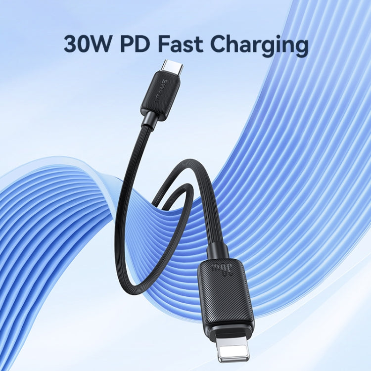 USAMS US-SJ697 USB-C / Type-C to 8 Pin 30W Striped Fast Charge Data Cable, Length:2m(White) - free shipping - PMC Jewellery - Order now!