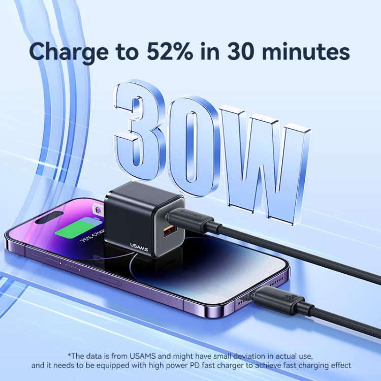 USAMS US-SJ702 USB-C / Type-C to 8 Pin 30W Striped Fast Charge Data Cable, Length:3m(Blue) - free shipping - PMC Jewellery - Order now!