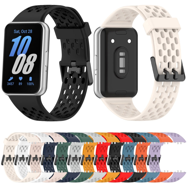 For Samsung Galaxy Fit 3 Hole Style Dual Buckle Silicone Watch Band(Orange) - Watch Bands by PMC Jewellery | Online Shopping South Africa | PMC Jewellery