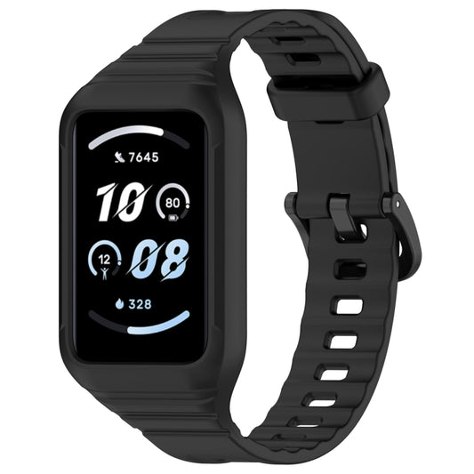 For Honor Band 9 Armor Integrated Silicone Watch Band(Black) - Watch Bands by PMC Jewellery | Online Shopping South Africa | PMC Jewellery