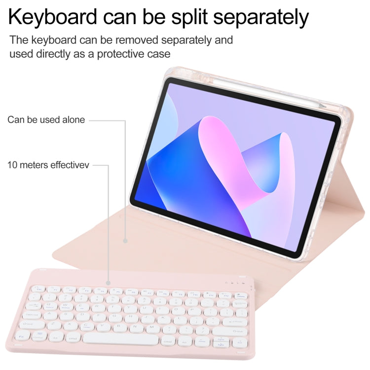 For Huawei MatePad 11 2023 / 2021 Round Button Bluetooth Keyboard Rotatable Holder Leather Case(Rose Gold) - Huawei Keyboard by PMC TechLife | Online Shopping South Africa | PMC TechLife