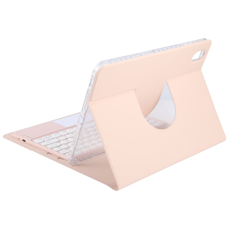 For Huawei MatePad 11 2023 / 2021 Round Button Bluetooth Keyboard Rotatable Holder Leather Case with Touchpad(Rose Gold) - Huawei Keyboard by PMC Jewellery | Online Shopping South Africa | PMC Jewellery