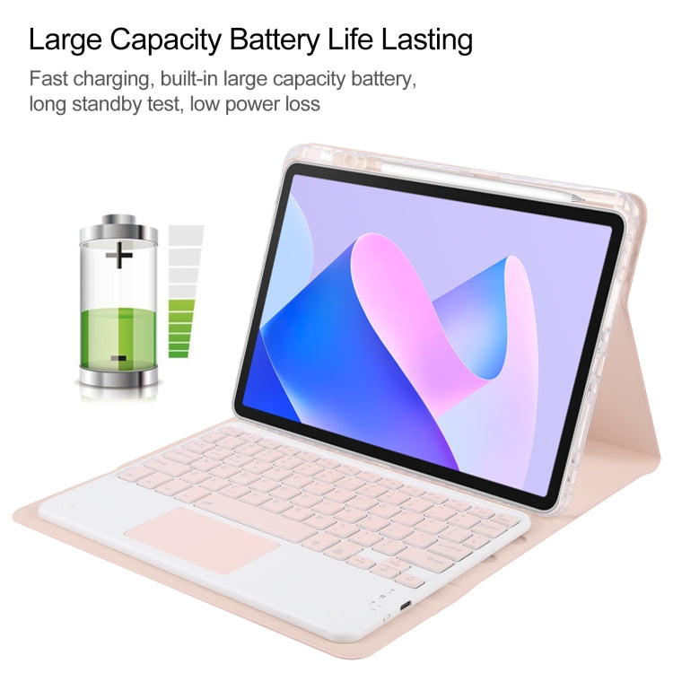 For Huawei MatePad 11 2023 / 2021 Square Button Bluetooth Keyboard Rotatable Holder Leather Case with Touchpad(Rose Gold) - Huawei Keyboard by PMC TechLife | Online Shopping South Africa | PMC TechLife