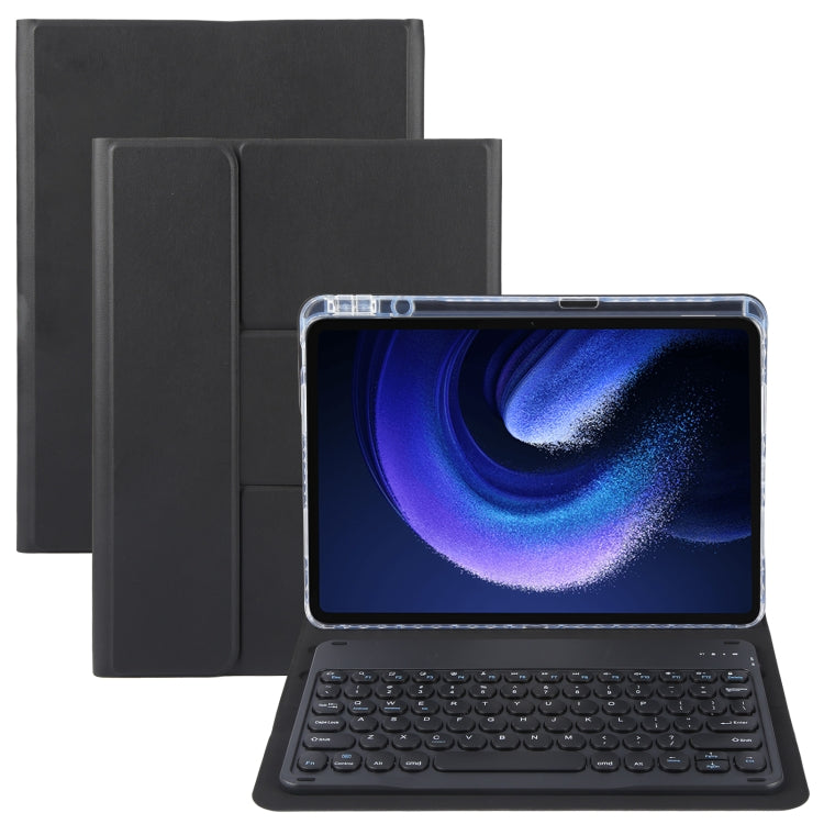 For Xiaomi Pad 6 Round Button Bluetooth Keyboard Rotatable Holder Leather Case(Black) - Others Keyboard by PMC TechLife | Online Shopping South Africa | PMC TechLife