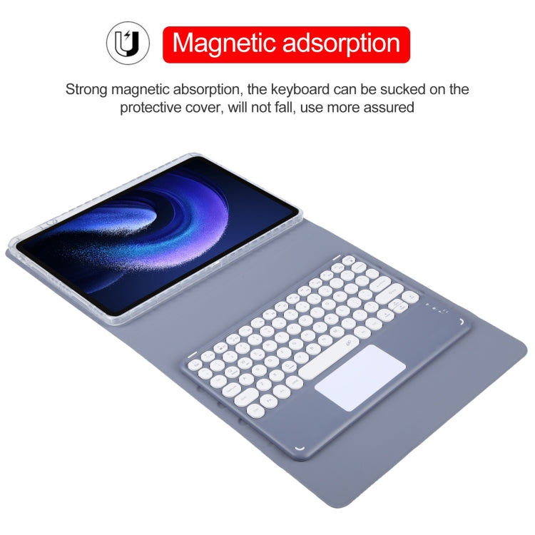 For Xiaomi Pad 6 Round Button Bluetooth Keyboard Rotatable Holder Leather Case with Touchpad(Lavender Purple) - Others Keyboard by PMC TechLife | Online Shopping South Africa | PMC TechLife
