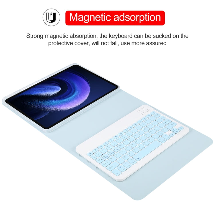 For Xiaomi Pad 6 Square Button Bluetooth Keyboard Rotatable Holder Leather Case(Sky Blue) - Xiaomi Keyboard by PMC TechLife | Online Shopping South Africa | PMC TechLife | Buy Now Pay Later Mobicred