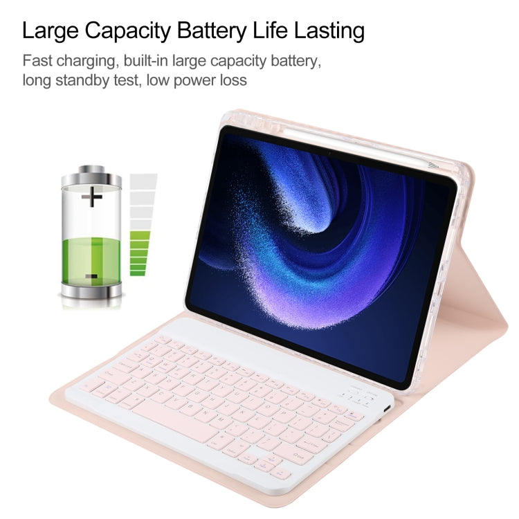 For Xiaomi Pad 6 Square Button Bluetooth Keyboard Rotatable Holder Leather Case(Rose Gold) - free shipping - PMC TechLife - Order now!