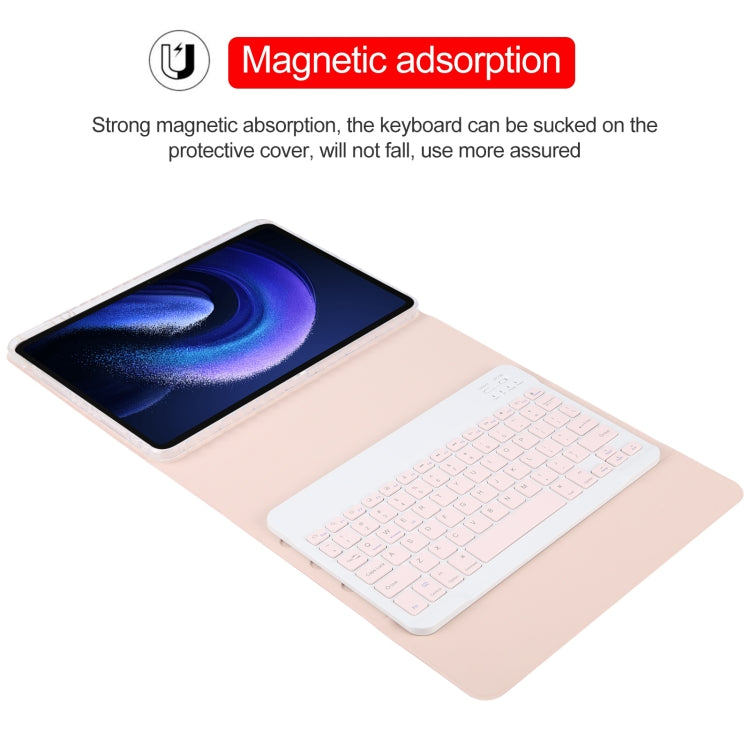 For Xiaomi Pad 6 Square Button Bluetooth Keyboard Rotatable Holder Leather Case(Rose Gold) - free shipping - PMC TechLife - Order now!