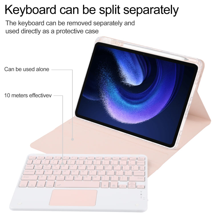 For Xiaomi Pad 6 Square Button Bluetooth Keyboard Rotatable Holder Leather Case with Touchpad(Rose Gold) - Others Keyboard by PMC Jewellery | Online Shopping South Africa | PMC Jewellery