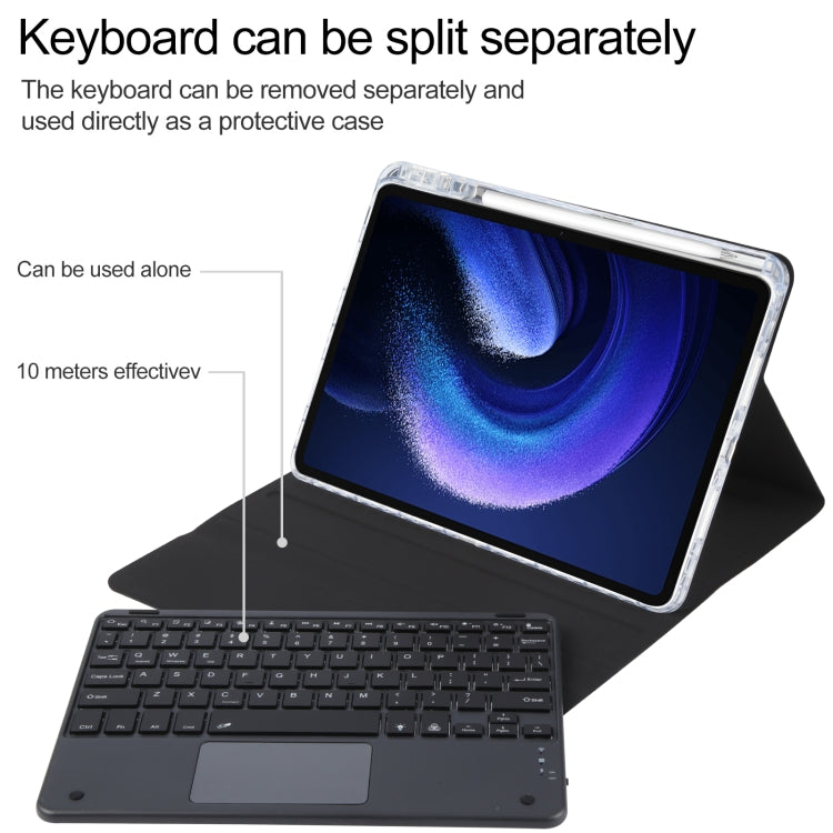 For Xiaomi Pad 6 Square Button Bluetooth Keyboard Rotatable Holder Leather Case with Touchpad(Black) - Others Keyboard by PMC Jewellery | Online Shopping South Africa | PMC Jewellery