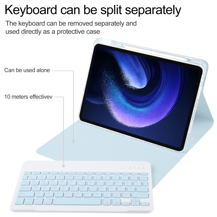 For Xiaomi Pad 6 Square Button Backlight Bluetooth Keyboard Rotatable Holder Leather Case(Sky Blue) - free shipping - PMC TechLife - Order now!