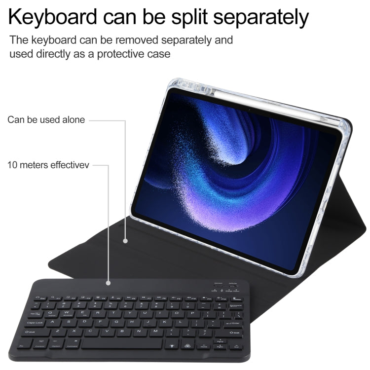 For Xiaomi Pad 6 Square Button Backlight Bluetooth Keyboard Rotatable Holder Leather Case(Black) - Others Keyboard by PMC TechLife | Online Shopping South Africa | PMC TechLife