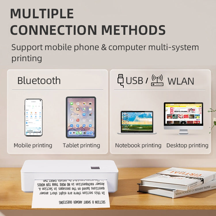 A4LE Portable Bluetooth HD Thermal Printer for Home Office Study(AU Plug) - Receipt Printers by PMC TechLife | Online Shopping South Africa | PMC TechLife | Buy Now Pay Later Mobicred
