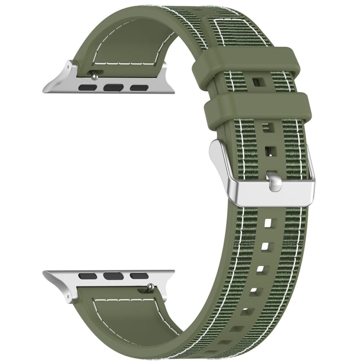 For Apple Watch Series 2 42mm Ordinary Buckle Hybrid Nylon Braid Silicone Watch Band(Green) - Watch Bands by PMC Jewellery | Online Shopping South Africa | PMC Jewellery