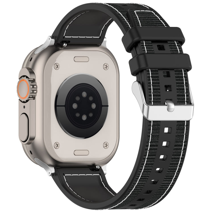 For Apple Watch 38mm Ordinary Buckle Hybrid Nylon Braid Silicone Watch Band(Black) - Watch Bands by PMC TechLife | Online Shopping South Africa | PMC TechLife