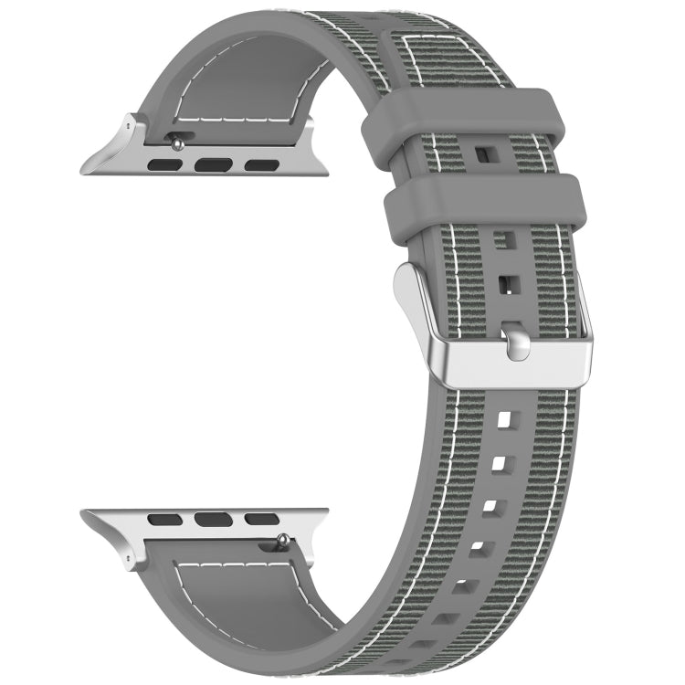 For Apple Watch 38mm Ordinary Buckle Hybrid Nylon Braid Silicone Watch Band(Grey) - Watch Bands by PMC Jewellery | Online Shopping South Africa | PMC Jewellery